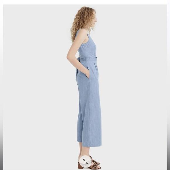 J. Crew Woman's Chambray Wide Leg Wrap Jumpsuit Size 8 - Picture 4 of 11